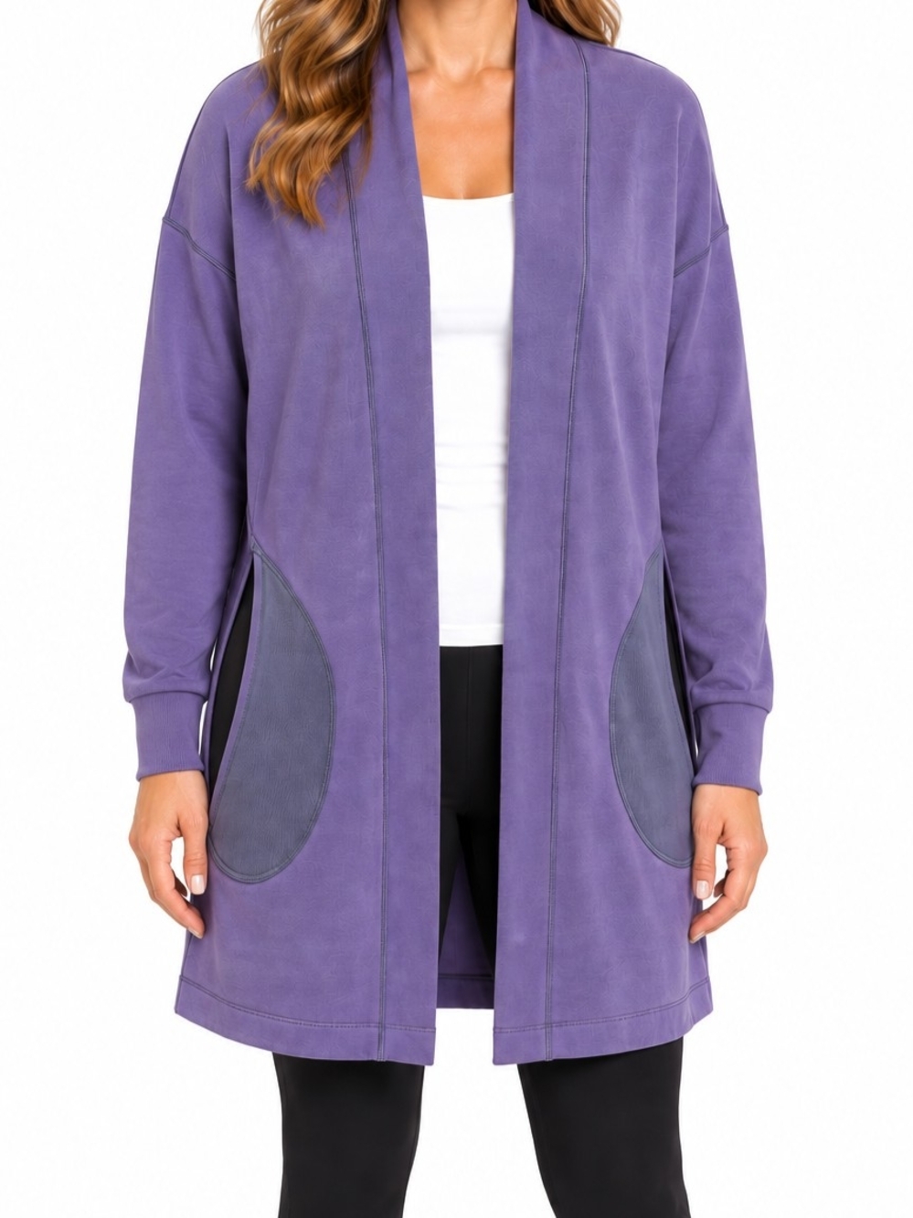 FLX Open-Front Purple Cardigan